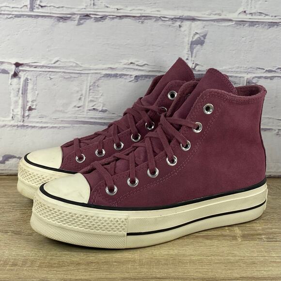 Converse Chuck Taylor All Star Lift Hi Platform Purple Suede Women's 6.5 Shoes - Picture 1 of 9